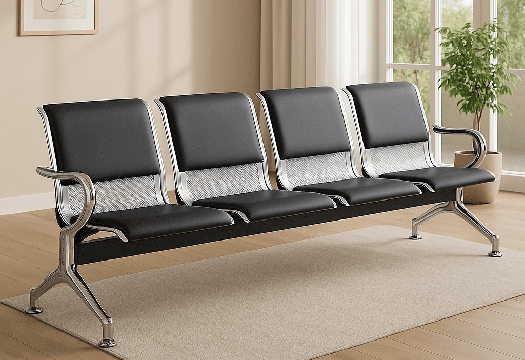 Modern 4-Seater Office Reception Bench