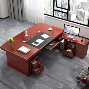 Luxury 1.8M Executive Wooden Office Desk with Side Return and Lockable Drawers