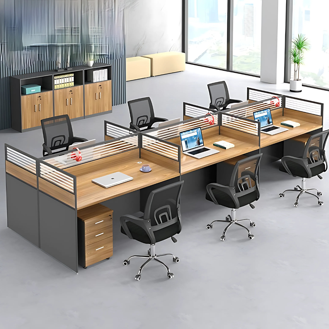 Modern 6-Way Office Workstation