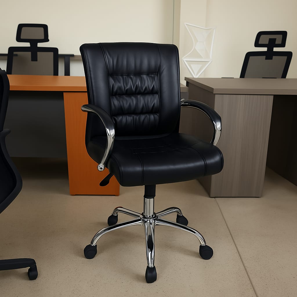 Ergonomic Black Leather Office Chair