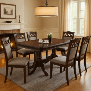 Modern Dark Wood 6-Seater Dining Table
