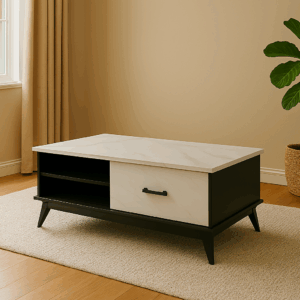 White Faux Marble Coffee Table