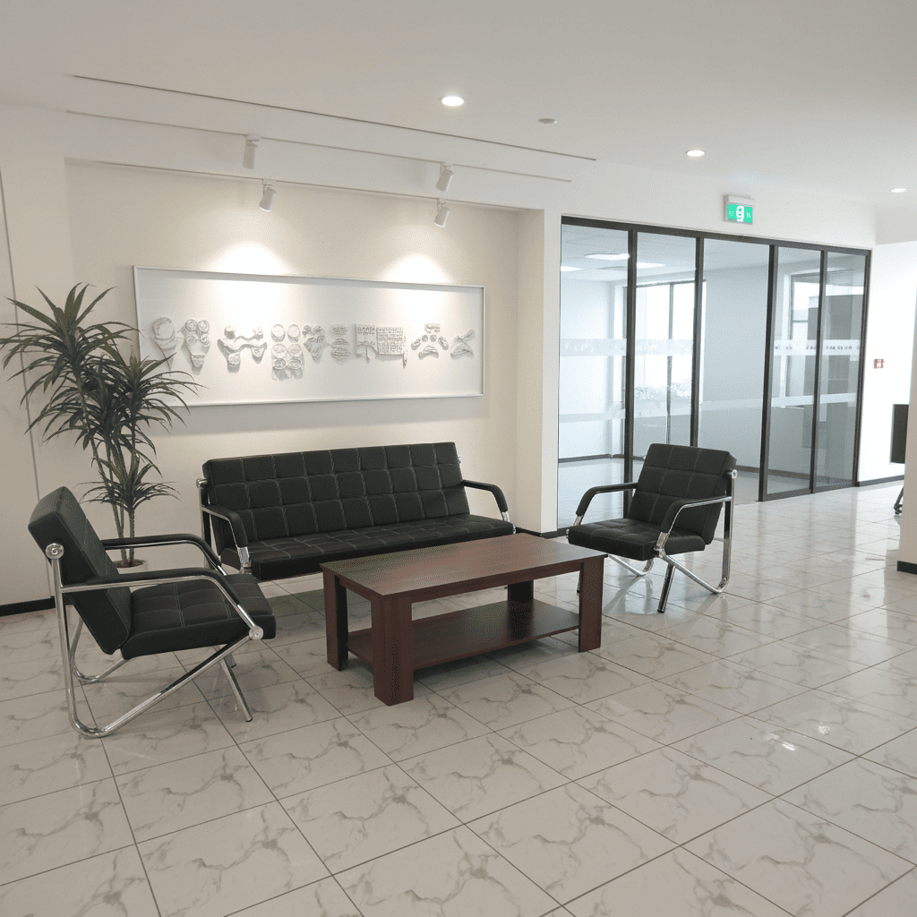 5-Seater Black PU Leather Reception Sofa Set