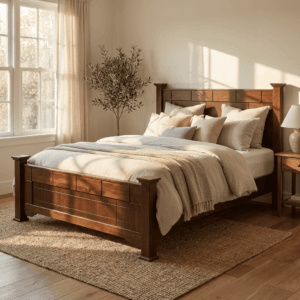Rustic Brown Wooden Bed