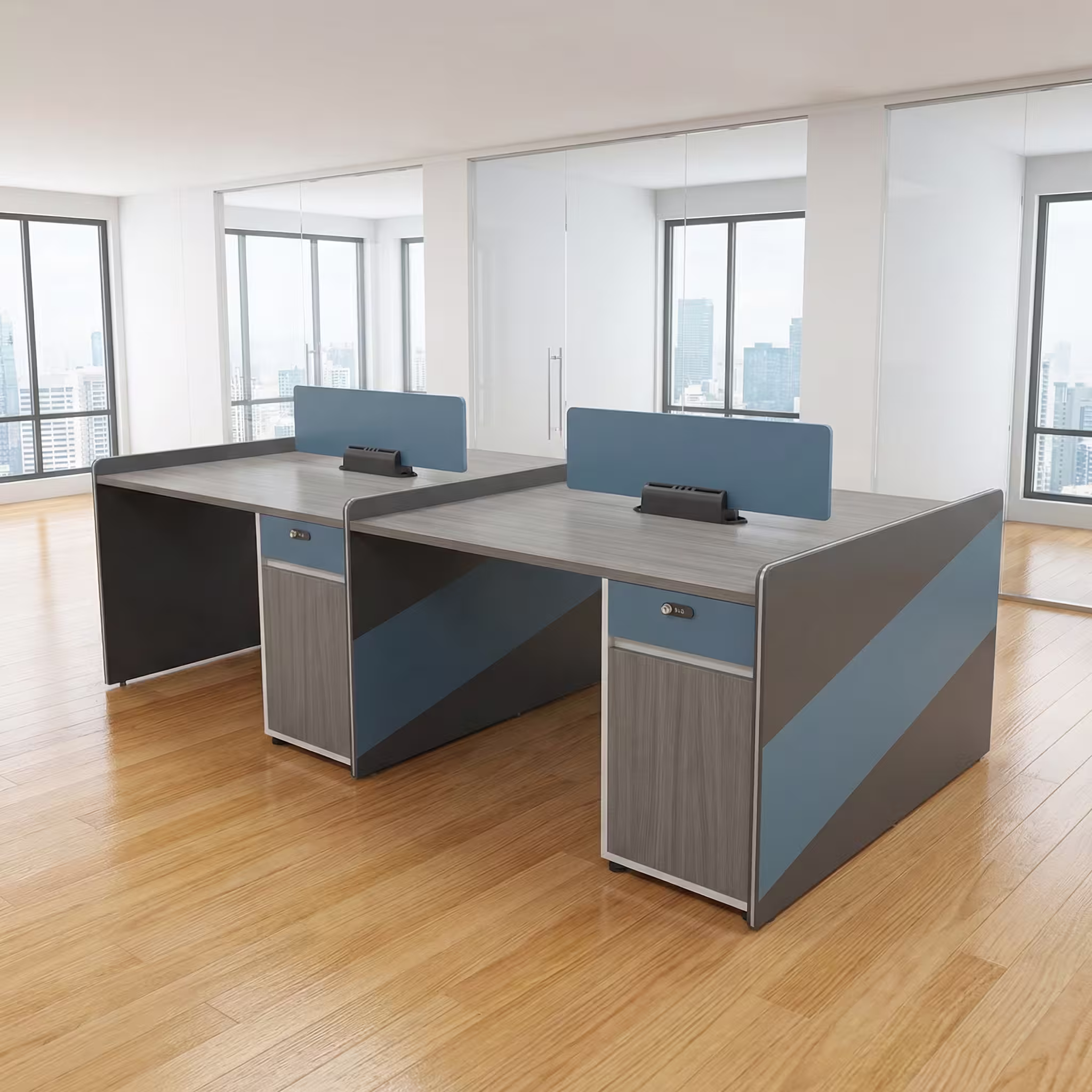 Modern 4-Person Office Workstation