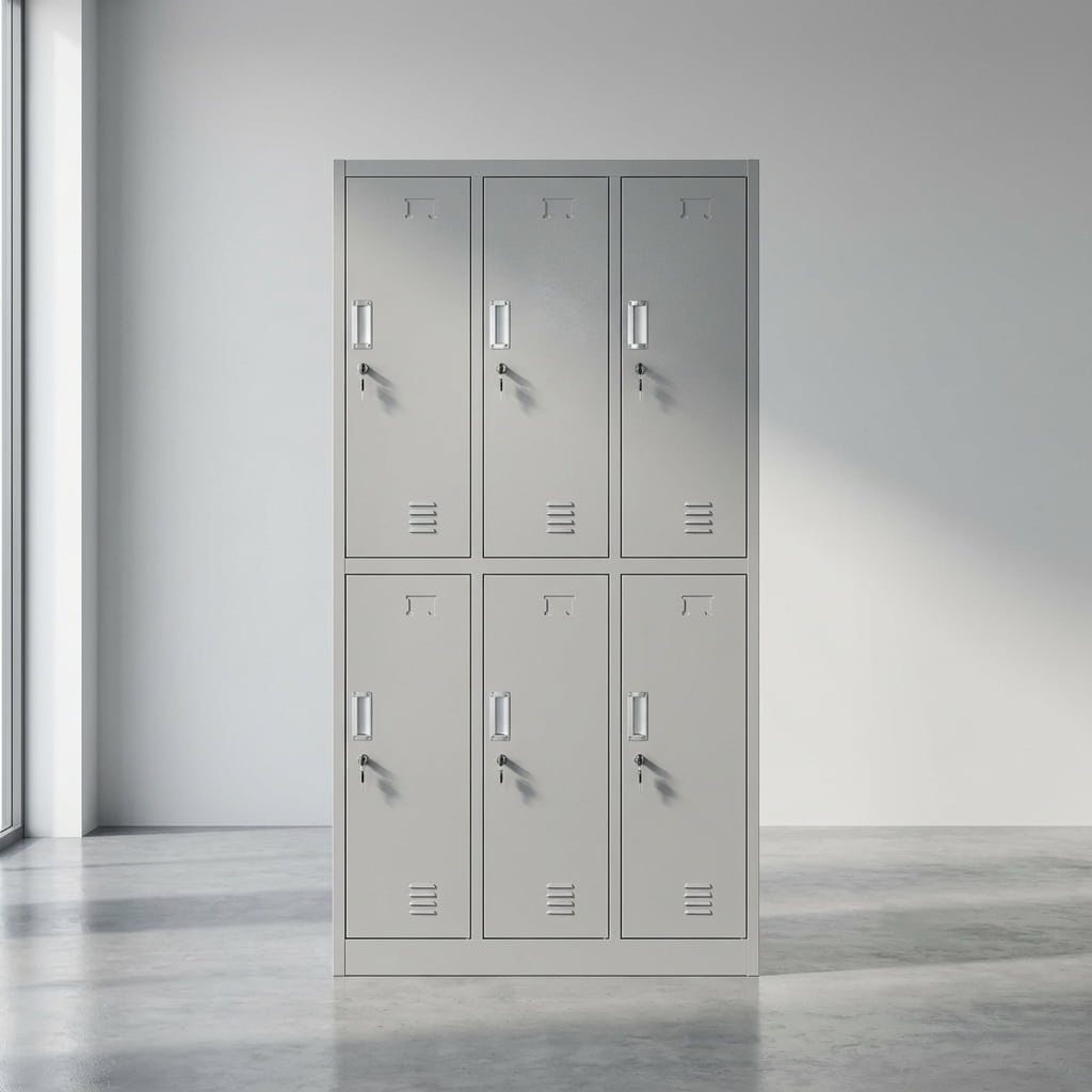 6 Lockers Metal Office Storage Cabinet