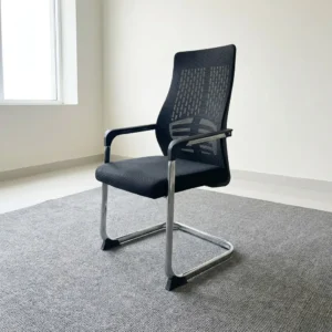 Ergonomic Mesh Cantilever Chair with breathable backrest and chrome frame for modern office seating