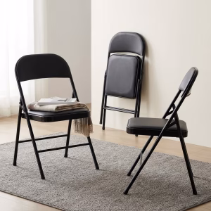 Durable Steel Folding Chairs black padded metal foldable chairs for office and event use