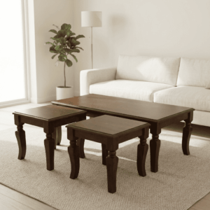 Classic 3-Piece Dark Wood Coffee and End Table Set