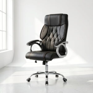 Executive High-Back Black Leather Office Chair
