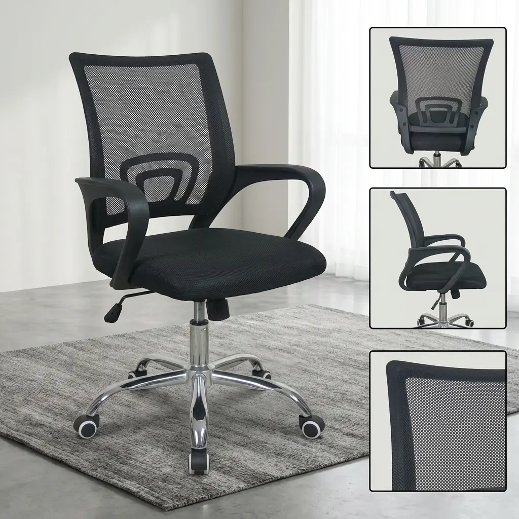 Modern Black Mesh Chair ergonomic office chair with breathable backrest and adjustable height
