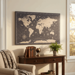 Floating Frame Vintage World Map