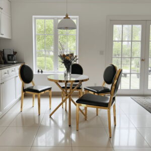 🥂 Glam Gold Faux Marble Dining Set