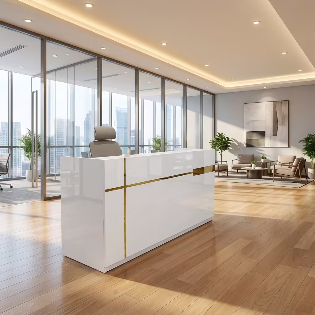 Luxury White and Gold Reception Desk 1.6m