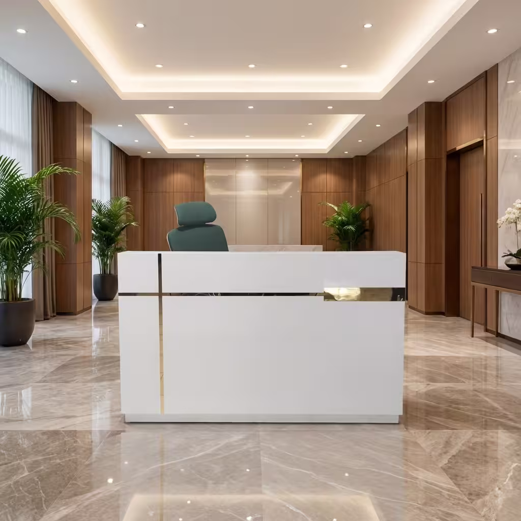 Luxury White and Gold Reception Desk 1.6m