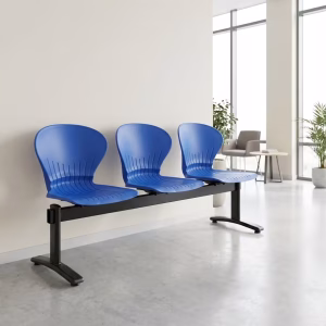 Blue 3-seater reception visitors' chairs for office and clinic waiting areas