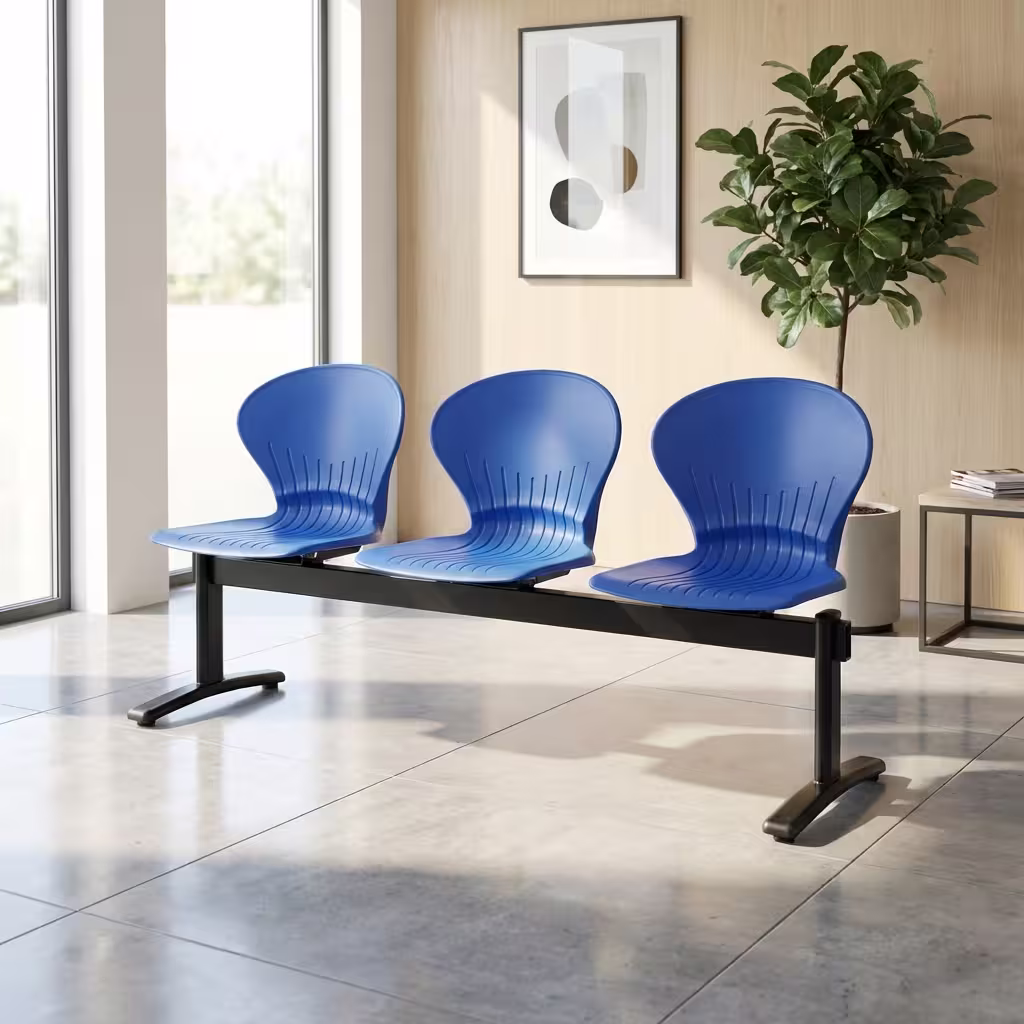 Blue 3-Seater Reception Visitors' Chairs For Office And Clinic Waiting Areas