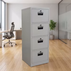 4 Drawer Metal Filing Cabinet with lockable drawers, durable steel construction, and vertical design for secure office document storage