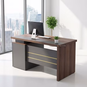 1200mm Executive Office Desk with lockable drawers and modern wood finish