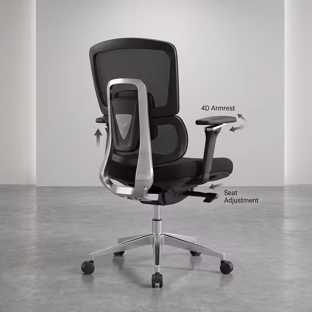 Ergonomic Mesh Task Chair with adjustable backrest, 4D armrests, and breathable mesh support