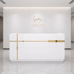 Executive 1.6m Reception Desk modern office front desk with storage and cable grommet