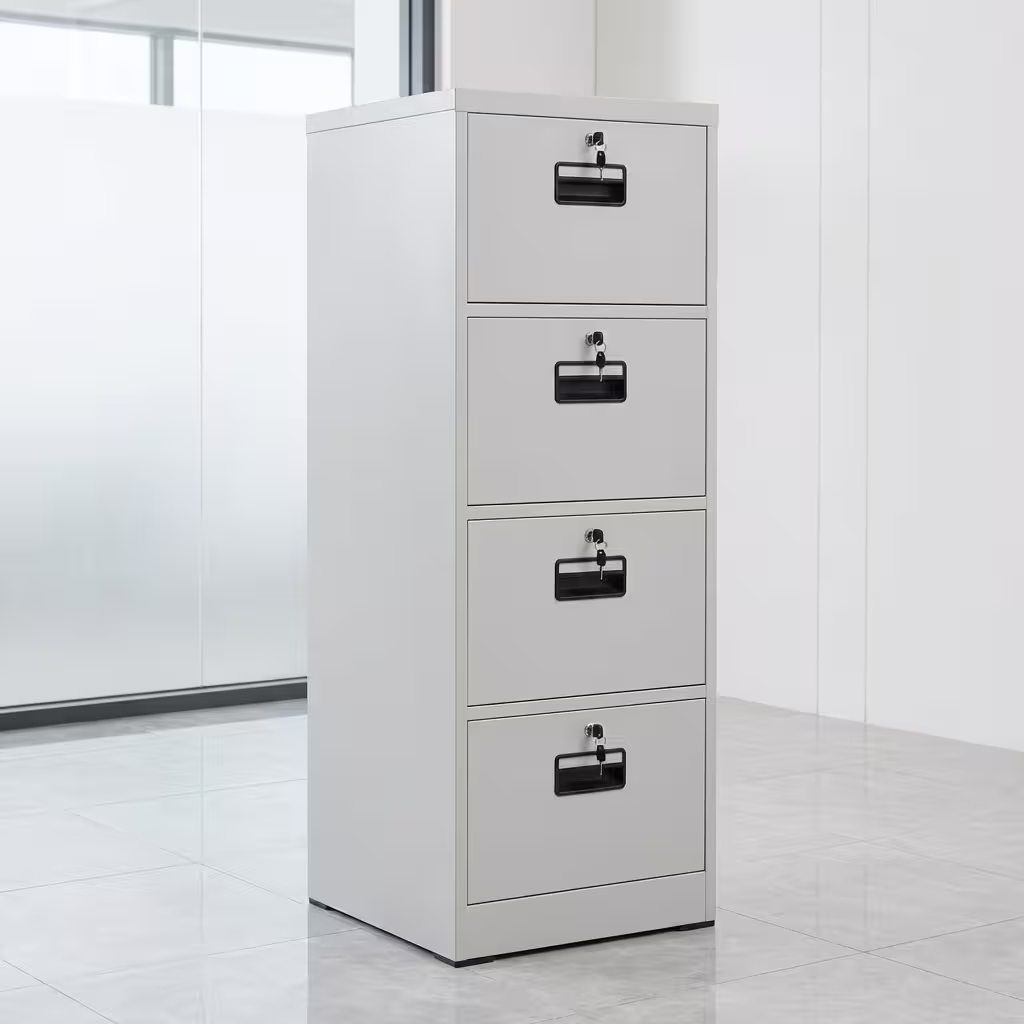 4-Drawer Metal Filing Cabinet With Lockable Drawers And Durable Steel Construction For Secure Office File Storage
