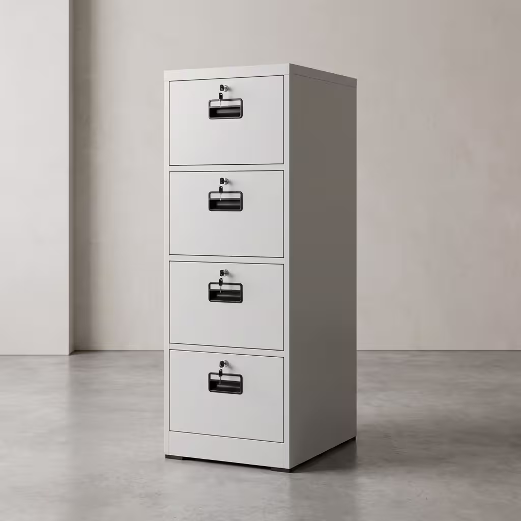4-Drawer Metal Filing Cabinet With Lockable Drawers And Durable Steel Construction For Secure Office File Storage