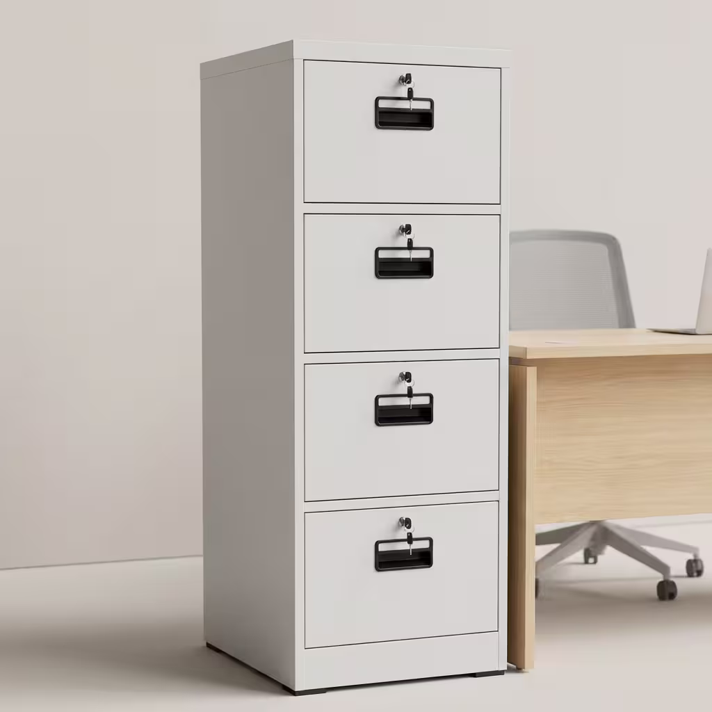 4-Drawer Metal Filing Cabinet With Lockable Drawers And Durable Steel Construction For Secure Office File Storage