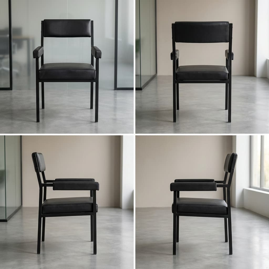 Catalina Local Visitor Chair With Powder Coated Metal Frame And Leather Cushioned Seat And Padded Arms