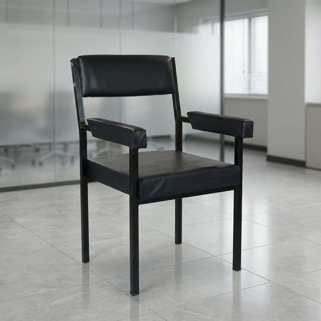 Catalina Local Visitor Chair With Powder Coated Metal Frame And Leather Cushioned Seat And Padded Arms
