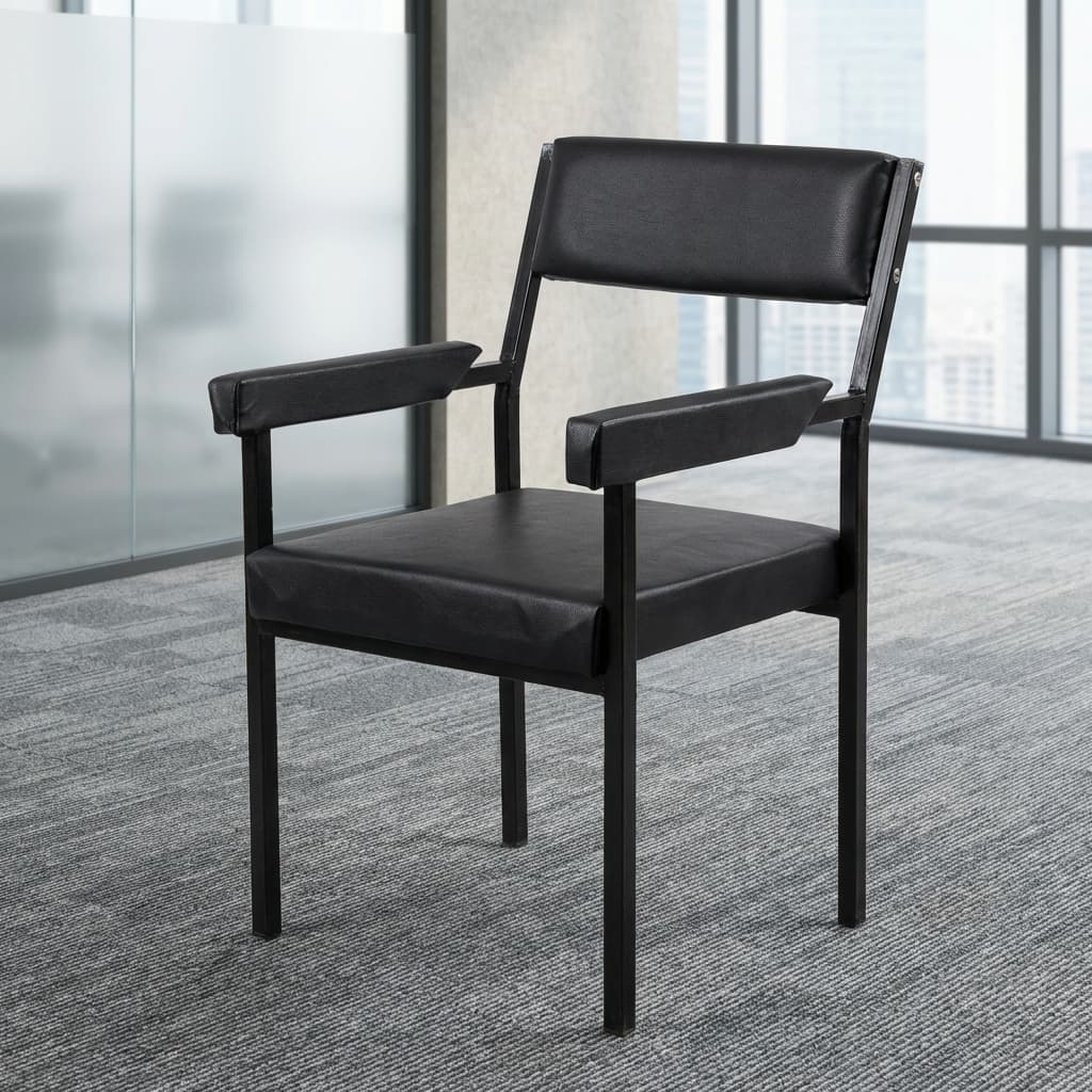 Catalina Local Visitor Chair With Powder Coated Metal Frame And Leather Cushioned Seat And Padded Arms