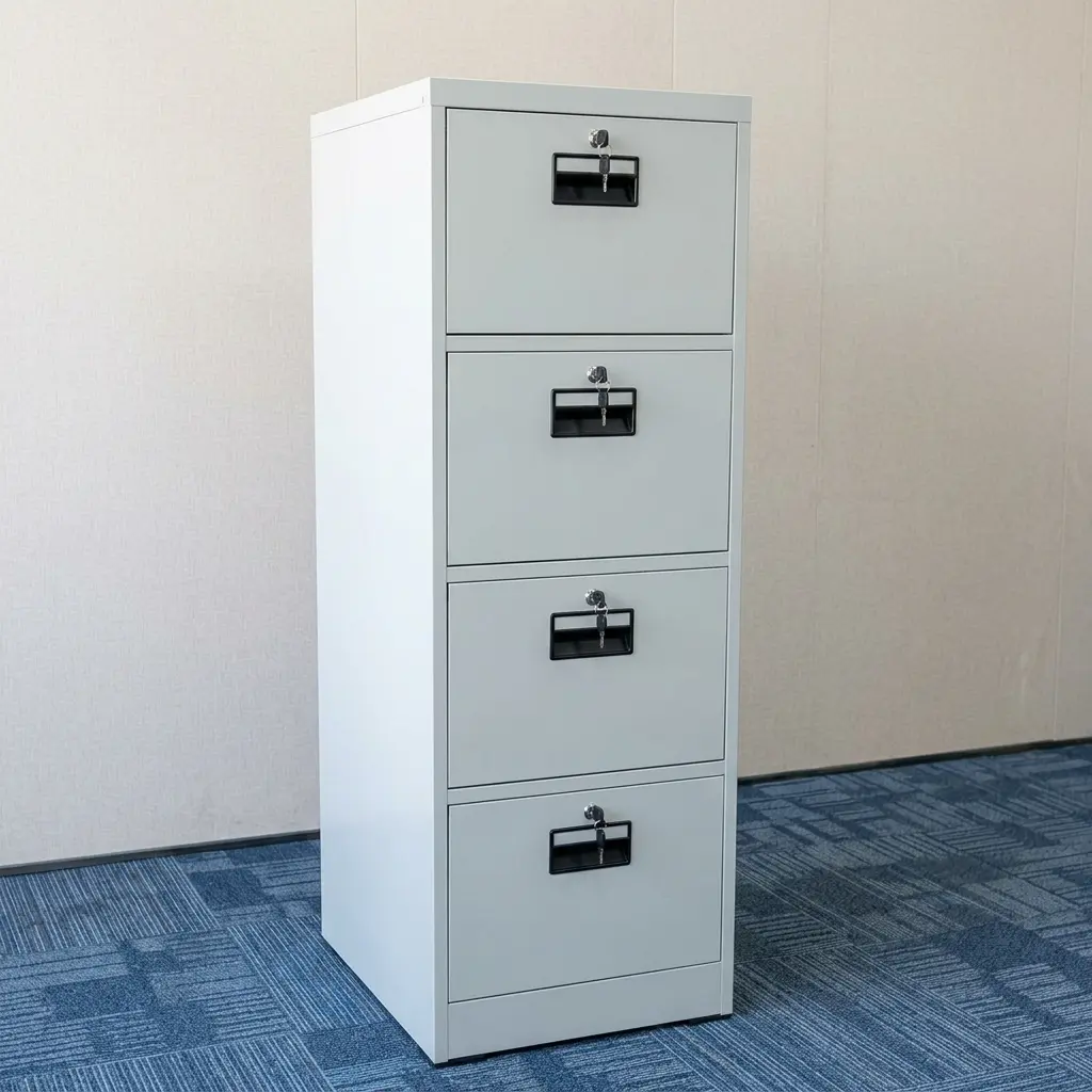 4-Drawer Metal Filing Cabinet With Lockable Drawers And Durable Steel Construction For Secure Office File Storage