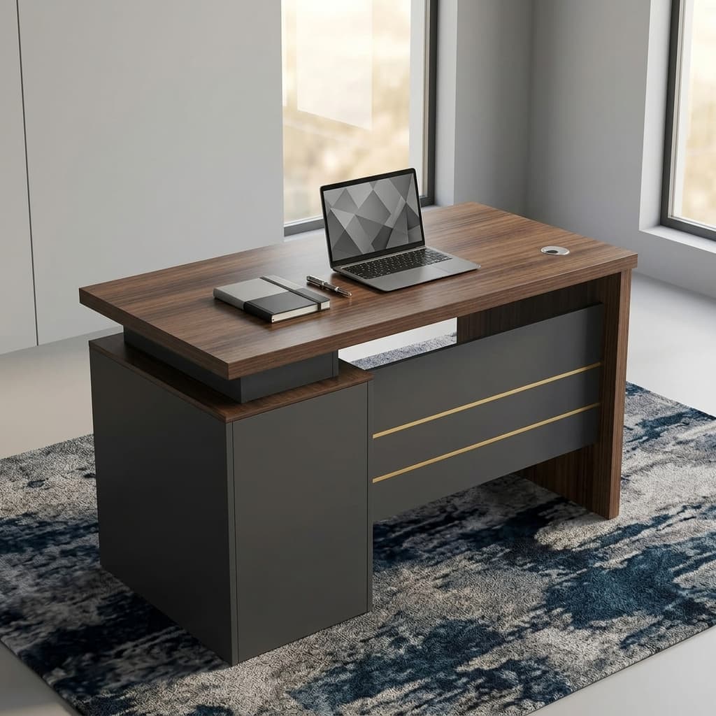Order The 1.2M Executive Office Desk Today, Featuring Three Drawers, Secure Storage, A Cable Grommet And A Space-Efficient Executive Design.