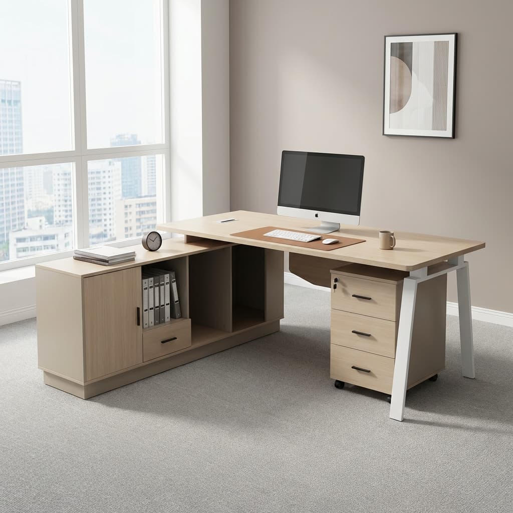 Stylish Executive L-Shaped Office Desk – 1.8M Premium Workspace With Storage