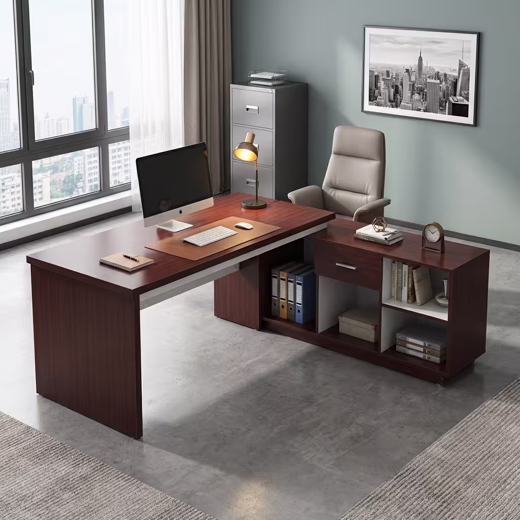 Modern Executive Corner Desk – 1.8M Premium Workspace With Built-In Storage