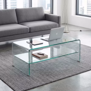 Executive Clear Glass Coffee Table | Modern Minimalist Office Reception Table