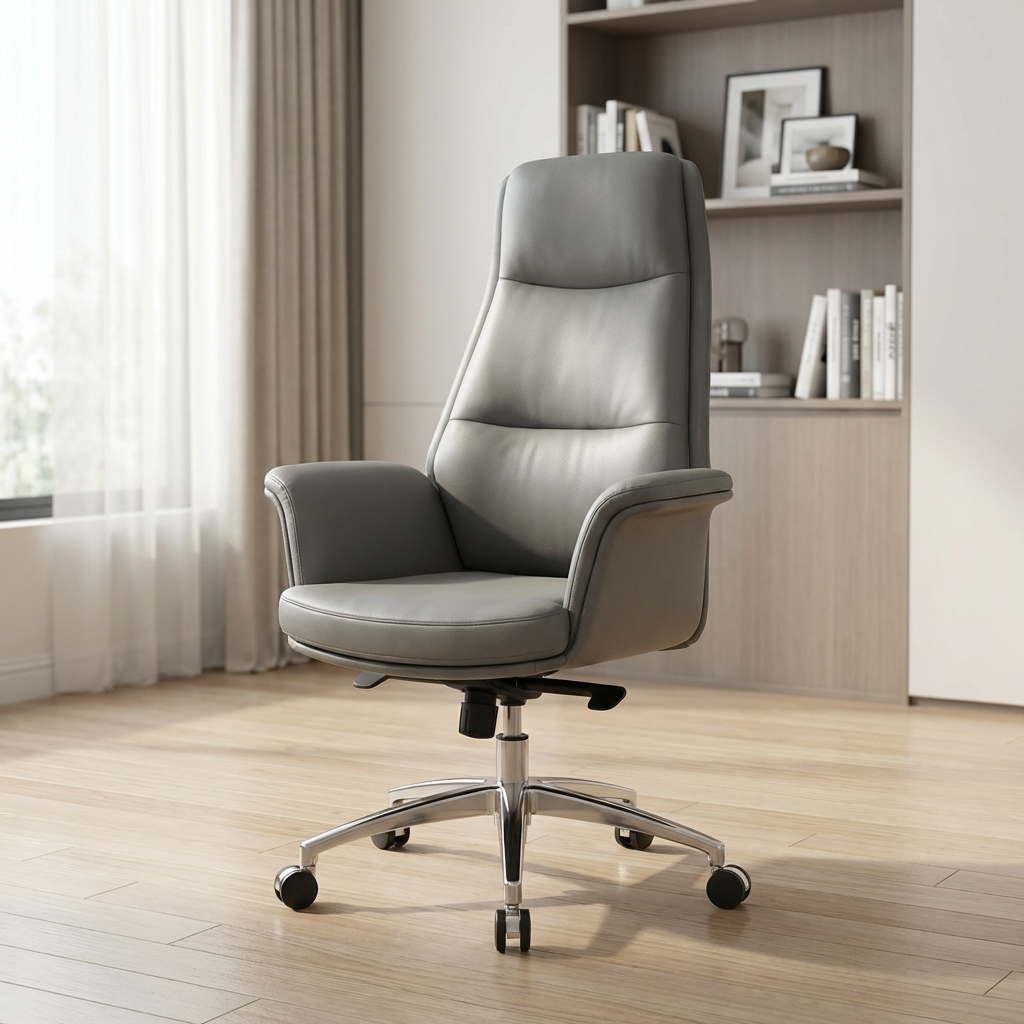 Elegant High-Back Office Chair Kenya, Premium Faux Leather Chair Nairobi, Chrome Base Executive Seating, Stylish Ergonomic Chair For Home Office, Durable Swivel Chair For Reading And Workspaces