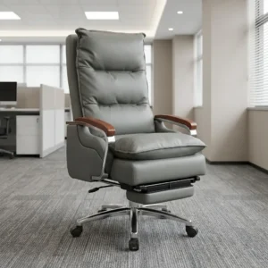 Executive Recliner Office Chair with reclining backrest, pull out footrest, rocking mechanism, and cushioned seat
