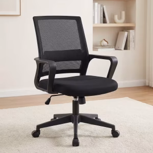 Mesh Task Office Chair with breathable mesh back, cushioned seat, armrests, height adjustment, and swivel base