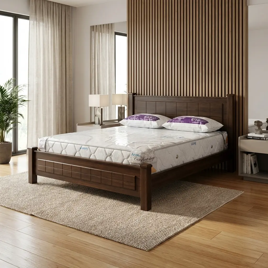 Royal Modena King Bed 180x200 solid hardwood modern wooden bed frame with panel headboard