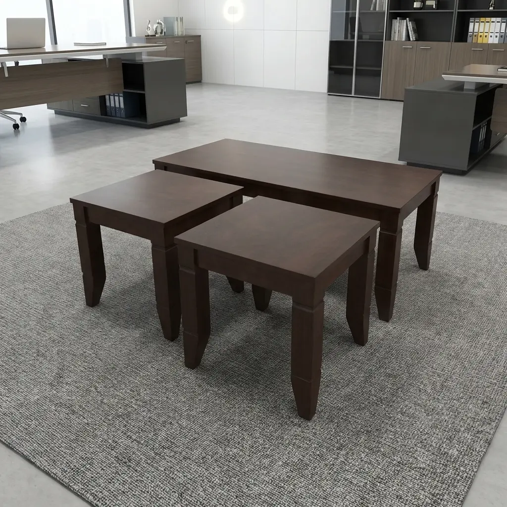 Morata Coffee Table Set Wooden Reception Coffee Table With Two Matching Side Tables