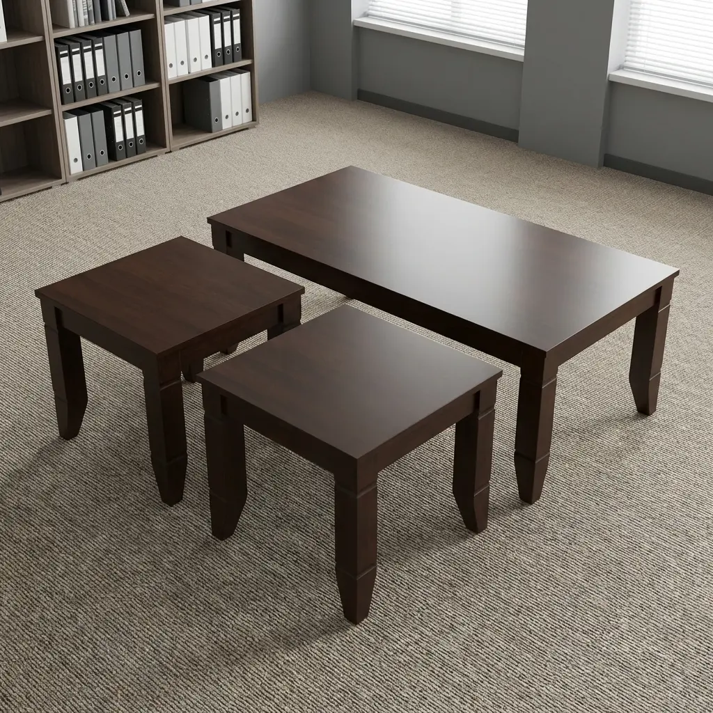 Morata Coffee Table Set Wooden Reception Coffee Table With Two Matching Side Tables