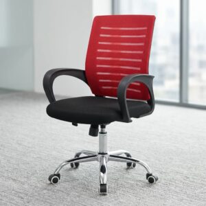 Dynamic Mesh Office Chair red mesh back swivel chair with rocking effect and chrome base