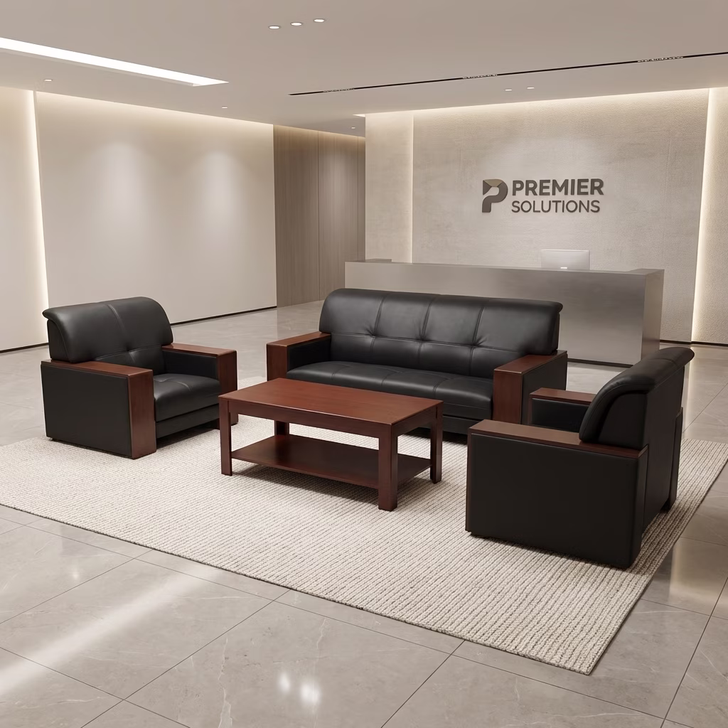 Premium 5-Seater Sofa Set with coffee table for office reception and waiting lounge