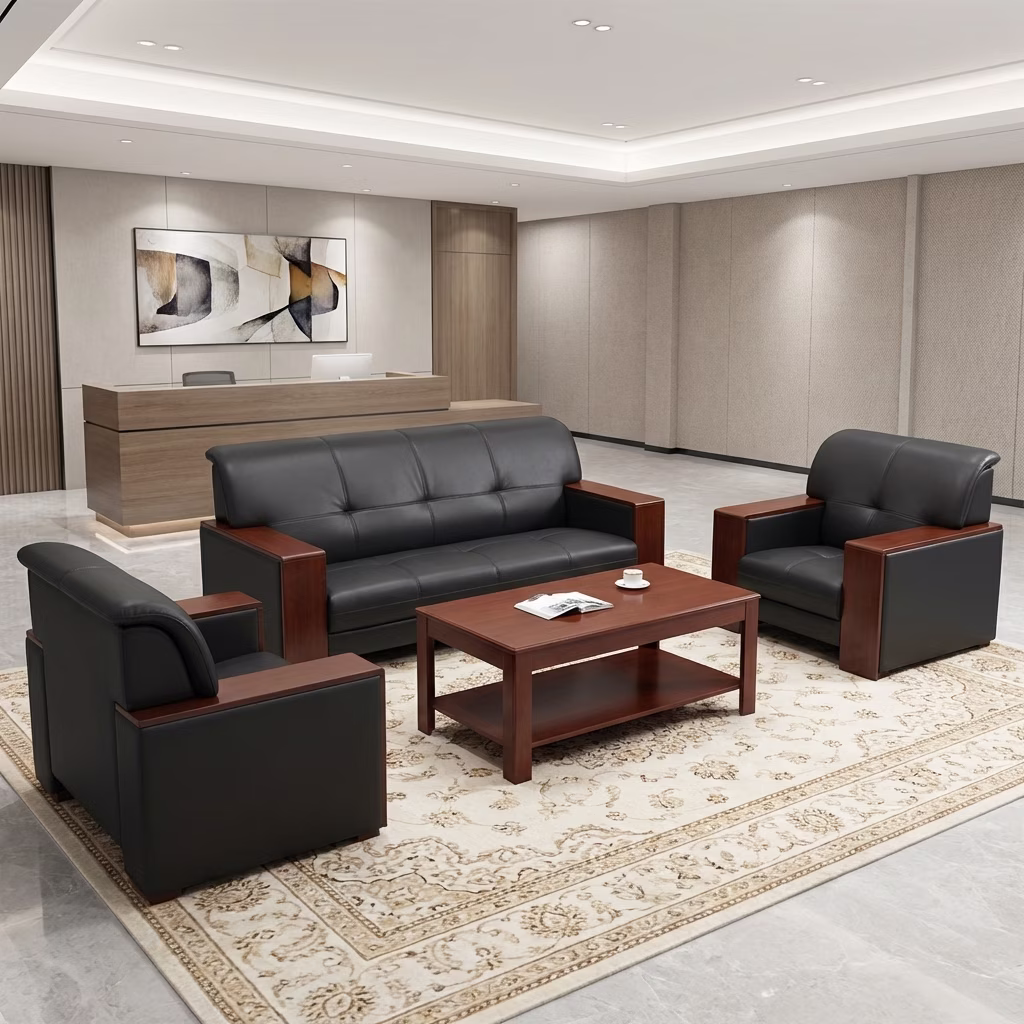 Premium 5-Seater Sofa Set with coffee table for office reception and waiting lounge