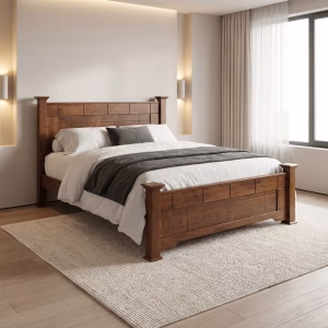 Modena Queen Bed hardwood 150x180 panel design modern bedroom furniture