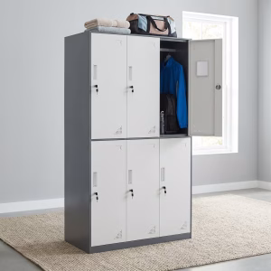 6 Door Steel Locker metal storage cabinet with lockable compartments for office and gym use