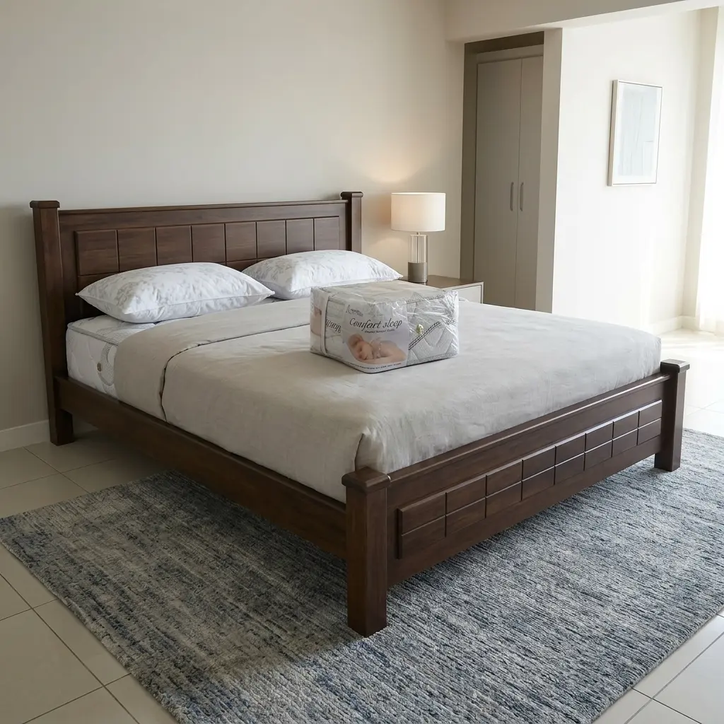 Royal Modena King Bed 180 by 200 cm with premium wooden frame, elegant headboard, and spacious king-size bedroom design