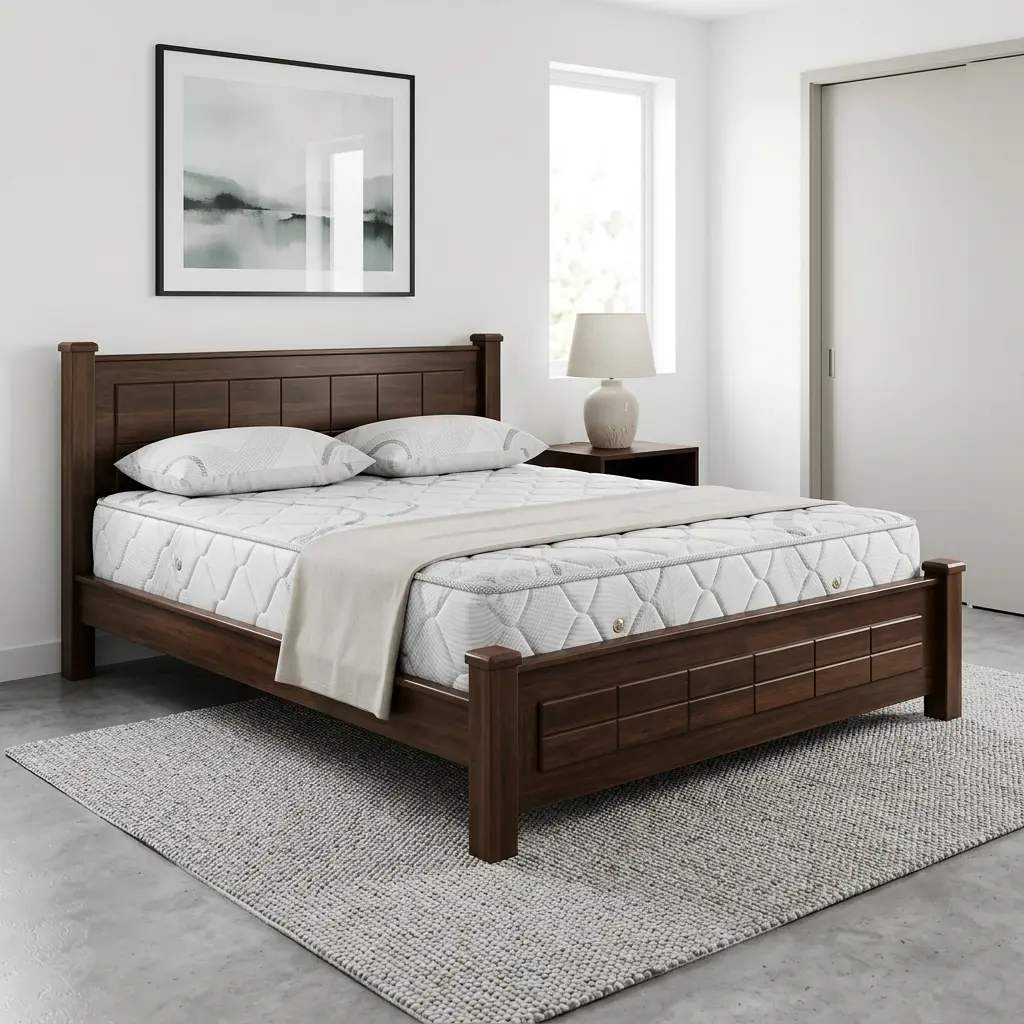 Royal Modena King Bed 180 by 200 cm with premium wooden frame, elegant headboard, and spacious king-size bedroom design