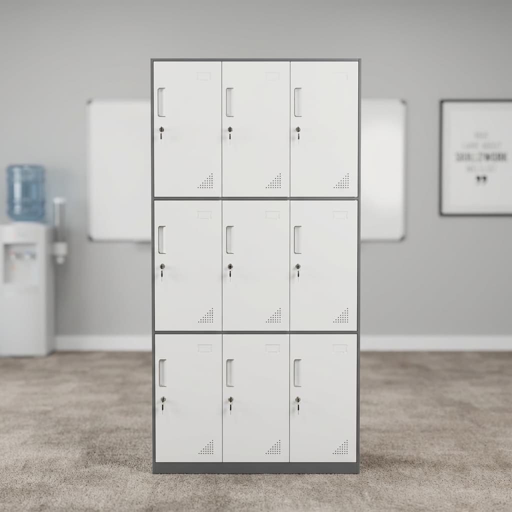 Premium 9-Locker Cabinet secure steel office storage locker with nine lockable compartments